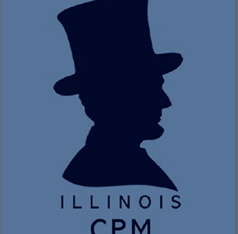 Illinois CPM logo which is a silhouette of Abraham Lincoln's face and stove pipe hat. 